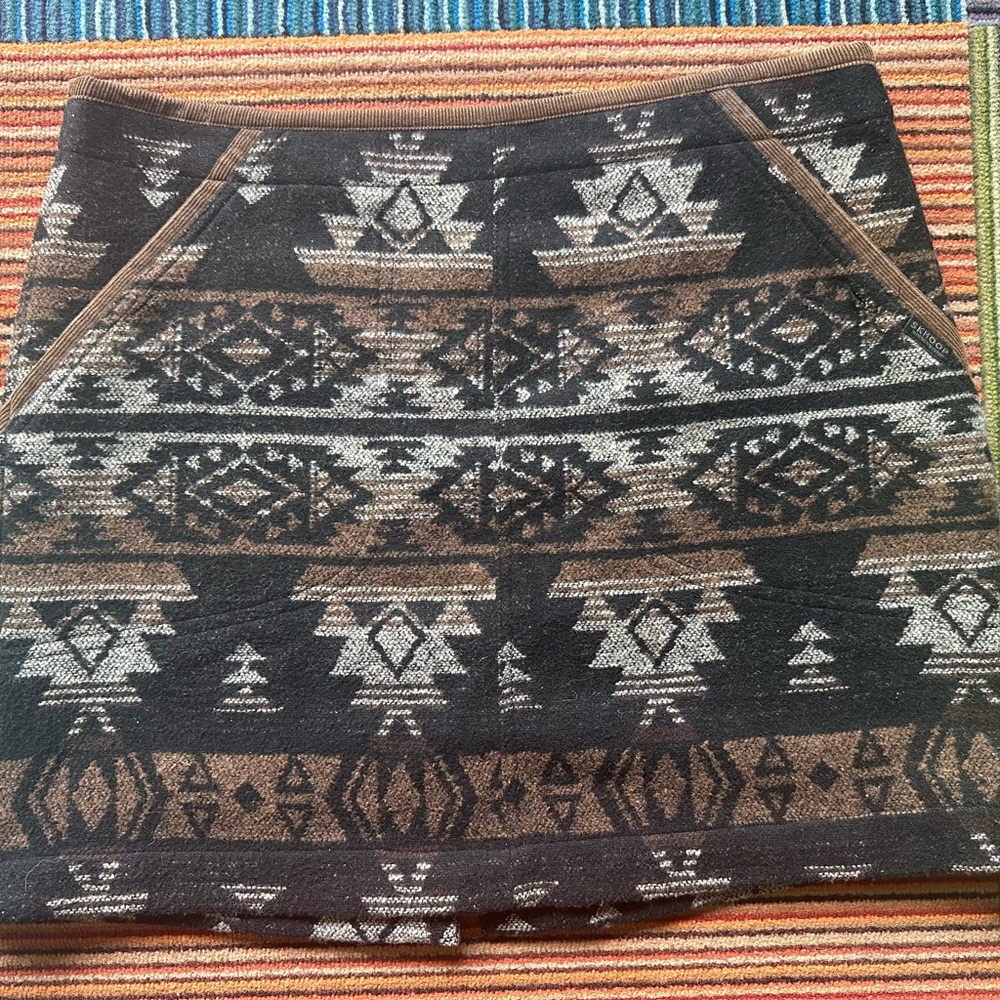 Tribal Patterned Skirt in Black and Brown